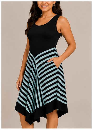 Vestido sin mangas con diseño asimétrico