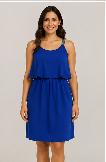 Vestido Azul Rey con Volante