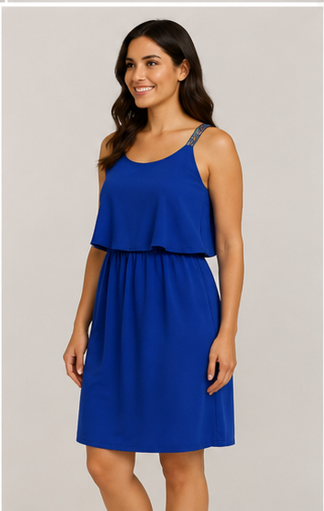 Vestido Azul Rey con Volante