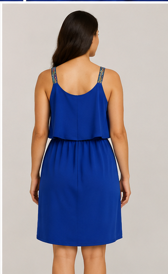 Vestido Azul Rey con Volante