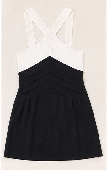 Vestido Bicolor de Tirantes Anchos – Blanco y Negro