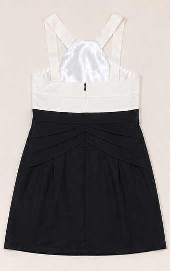 Vestido Bicolor de Tirantes Anchos – Blanco y Negro