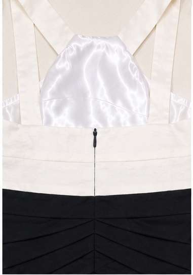 Vestido Bicolor de Tirantes Anchos – Blanco y Negro