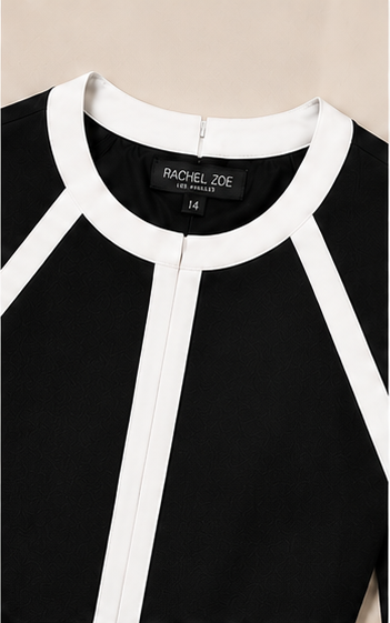 Vestido recto bicolor de manga 3/4