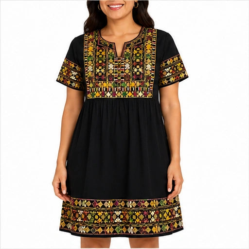 Vestido Corto con Bordado Artesanal