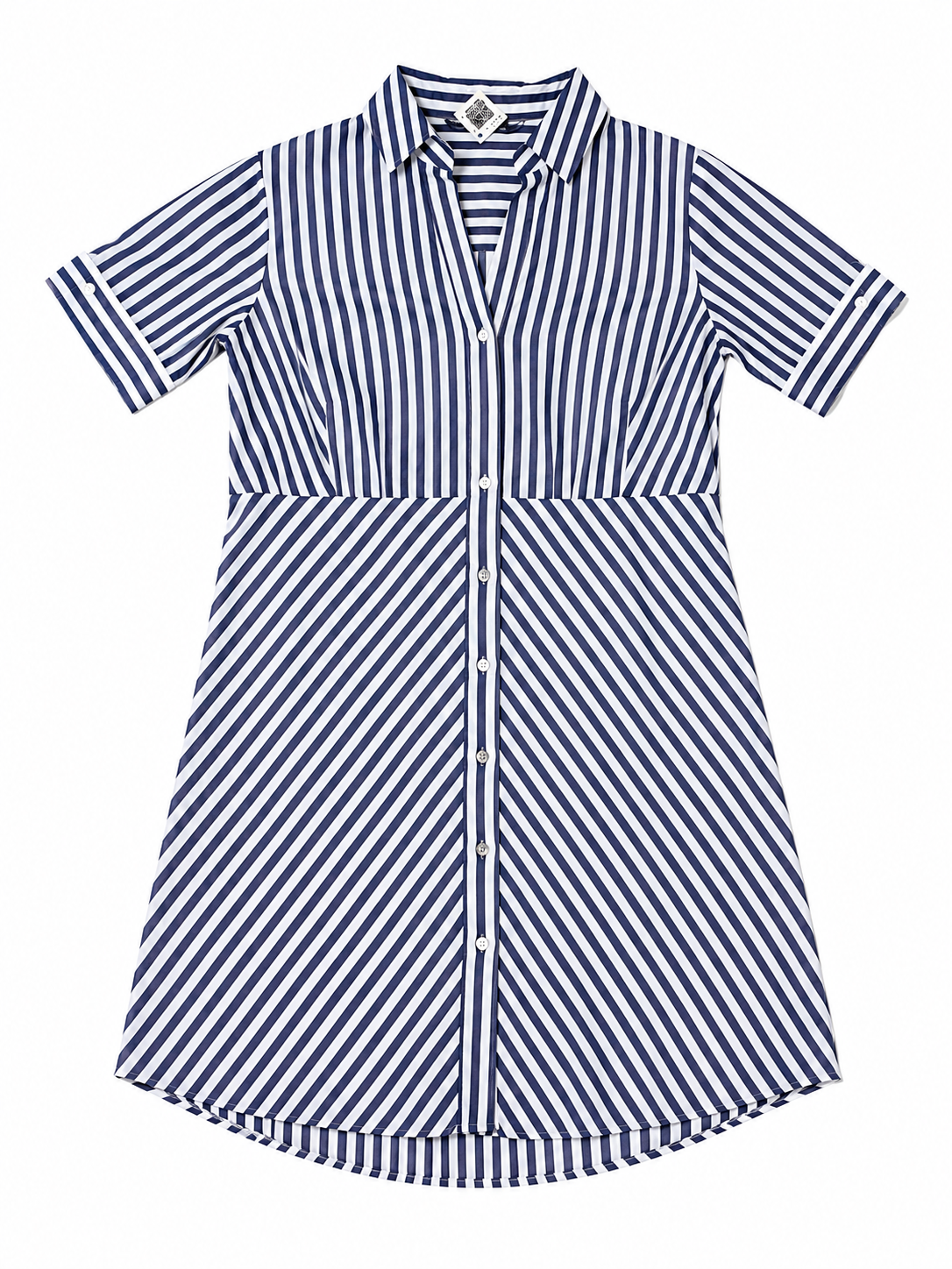 Vestido Camisero a Rayas – Azul y Blanco