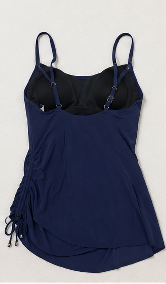 Vestido de Baño Enterizo con Falda Azul Marino