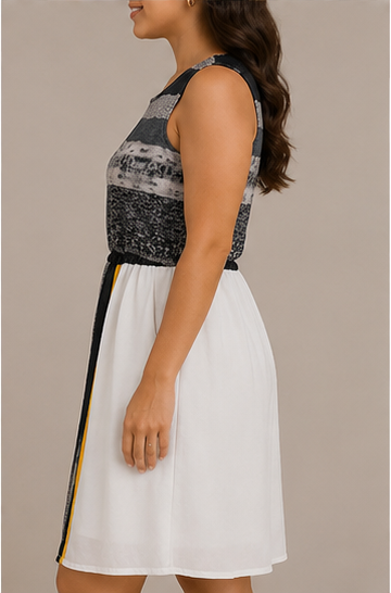 Vestido Midi Estampado con Corte en la Cintura