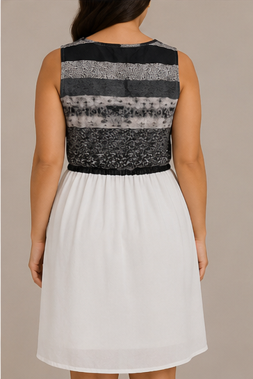 Vestido Midi Estampado con Corte en la Cintura