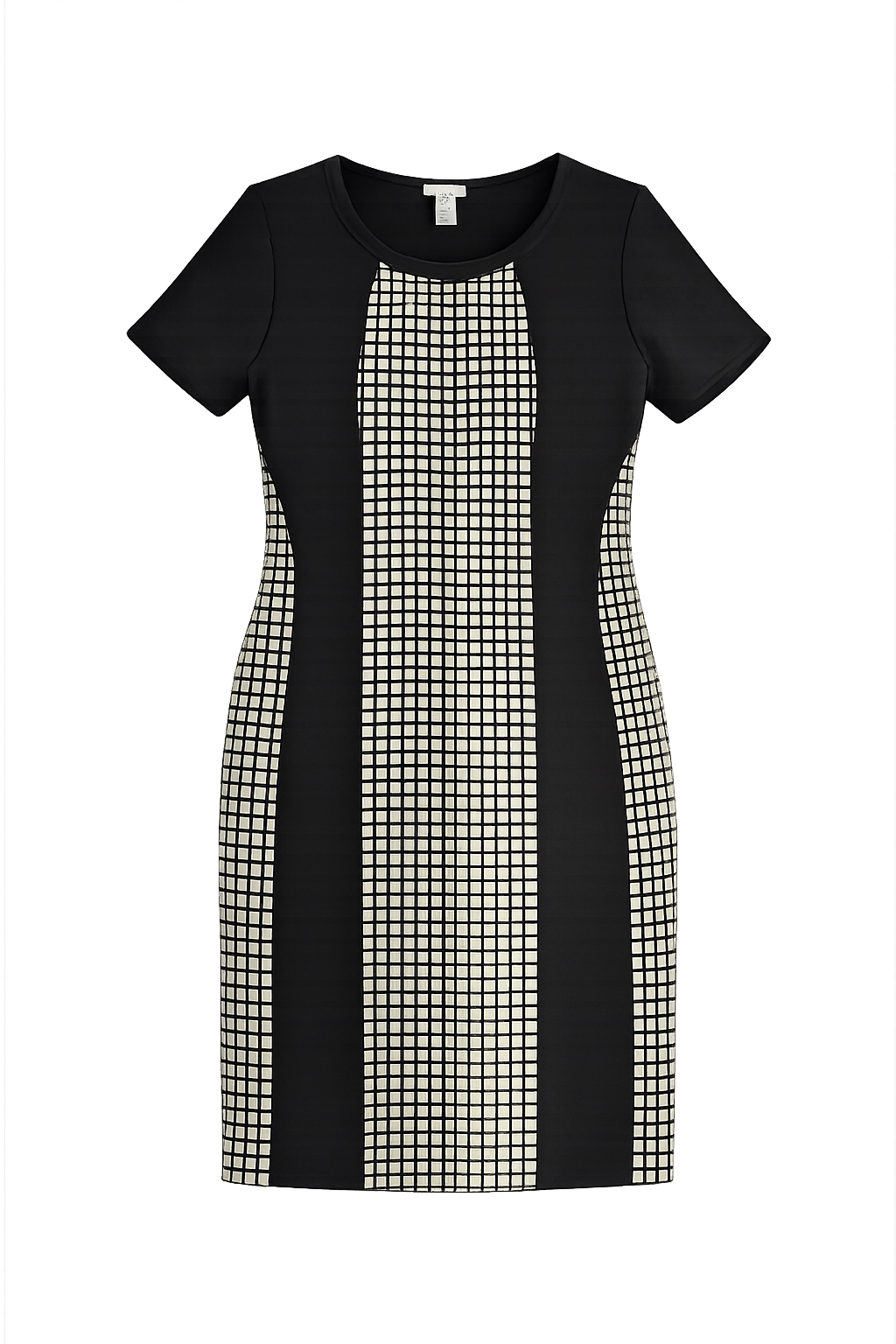 Vestido Entallado Bicolor con Diseño Geométrico
