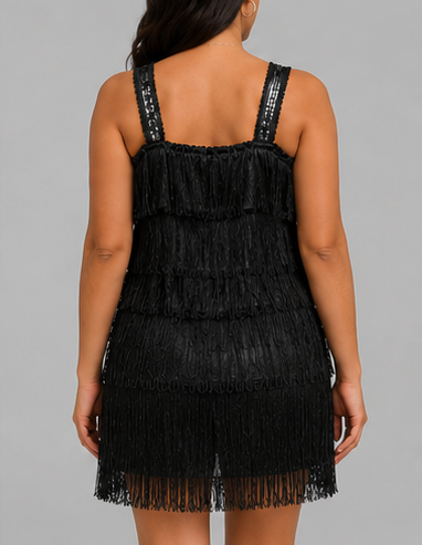 Vestido de Flecos con Tirantes Anchos