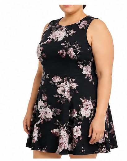 Vestido Floral Sin Mangas de Corte A