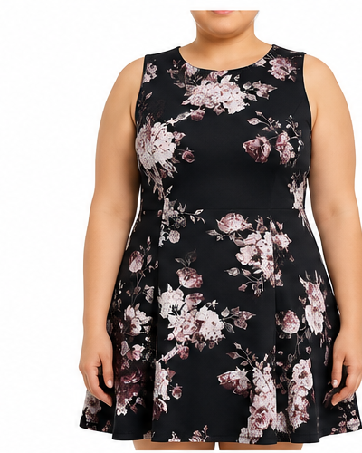 Vestido Floral Sin Mangas de Corte A