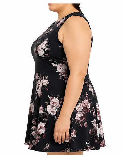 Vestido Floral Sin Mangas de Corte A