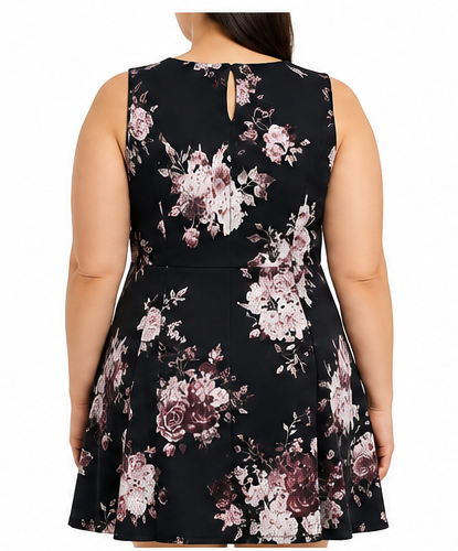 Vestido Floral Sin Mangas de Corte A