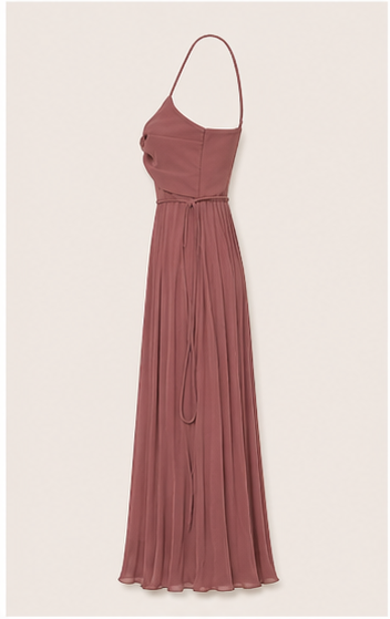 Vestido Largo Plisado con Tirantes – Color Rosa Palo