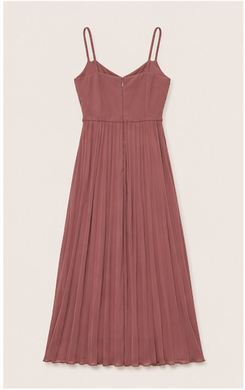 Vestido Largo Plisado con Tirantes – Color Rosa Palo