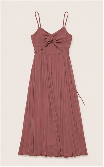Vestido Largo Plisado con Tirantes – Color Rosa Palo