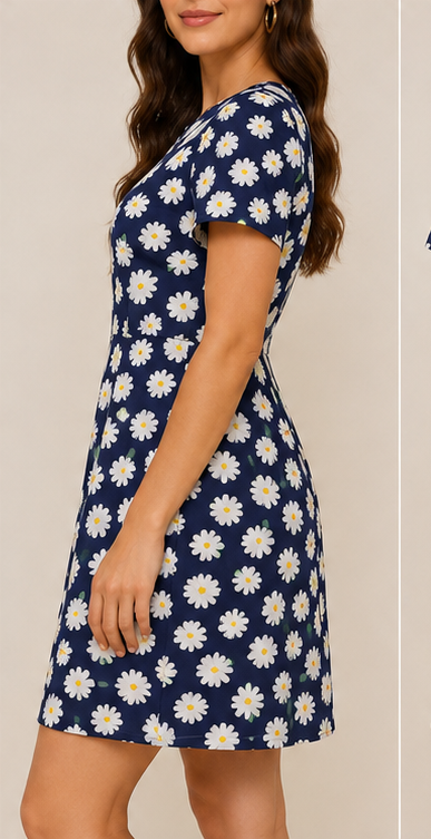 Vestido Mini Estampado Margaritas