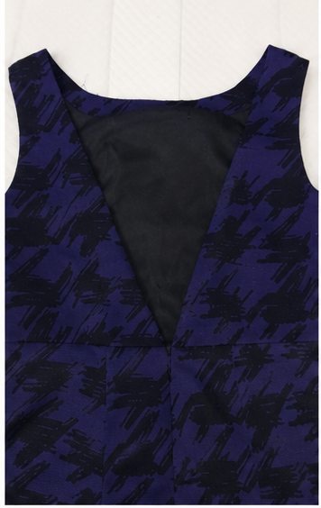 Vestido Ajustado sin Mangas con Estampado Abstracto – Azul Marino