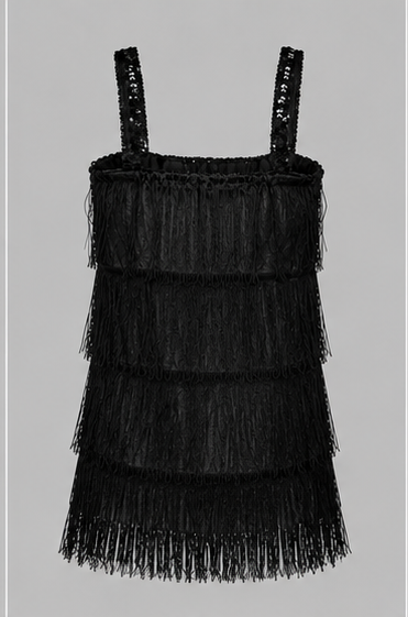 Vestido de Flecos con Tirantes Anchos