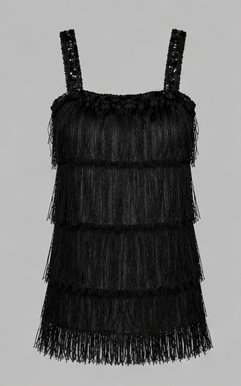 Vestido de Flecos con Tirantes Anchos