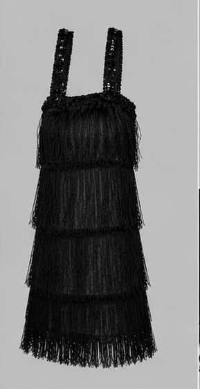 Vestido de Flecos con Tirantes Anchos
