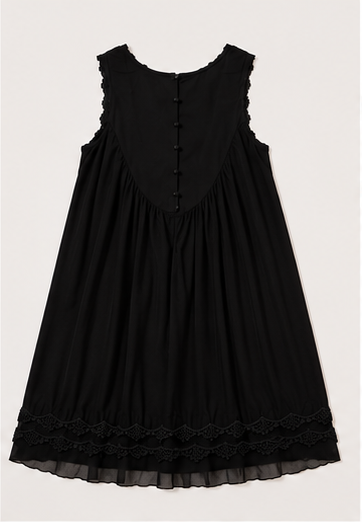 Vestido Negro con Detalles de Encaje