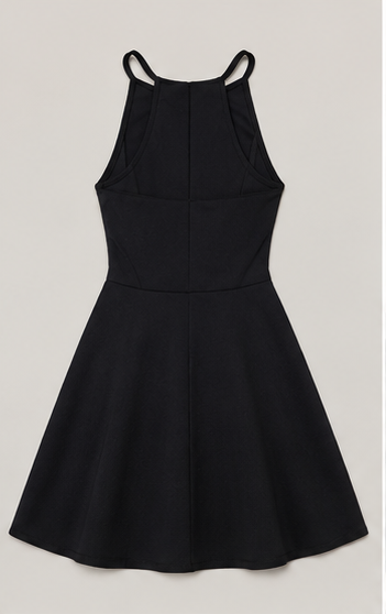 Vestido Negro Halter de Falda Acampanada