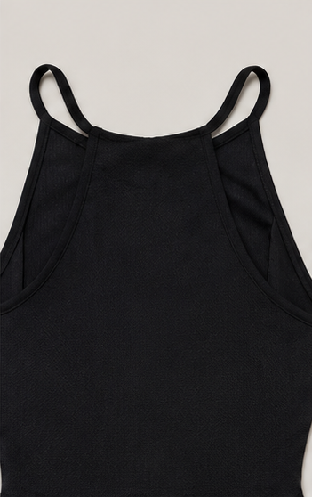Vestido Negro Halter de Falda Acampanada