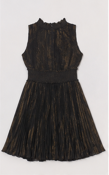 Vestido corto plisado con cintura elástica