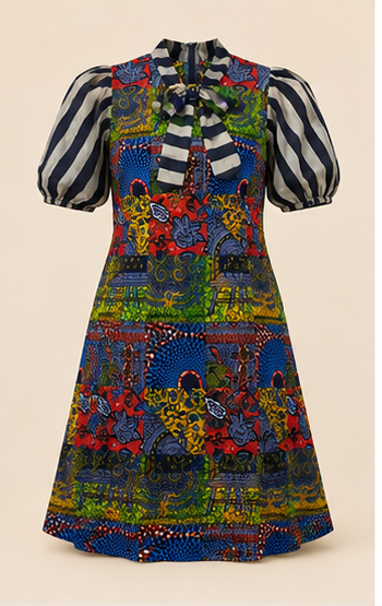 Vestido Multicolor Estampado con Lazo