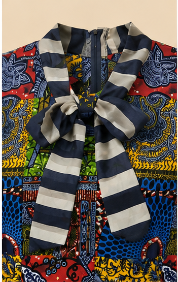 Vestido Multicolor Estampado con Lazo