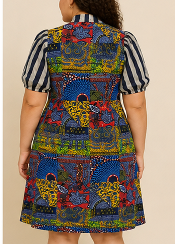 Vestido Multicolor Estampado con Lazo
