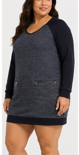 Vestido Casual Bicolor con Bolsillos de Cremallera