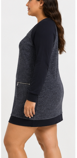 Vestido Casual Bicolor con Bolsillos de Cremallera