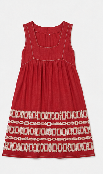 Vestido Mini Sin Mangas con Bordado Geométrico