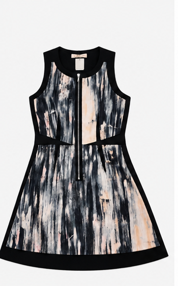 Vestido Estampado sin Mangas con Cierre Frontal