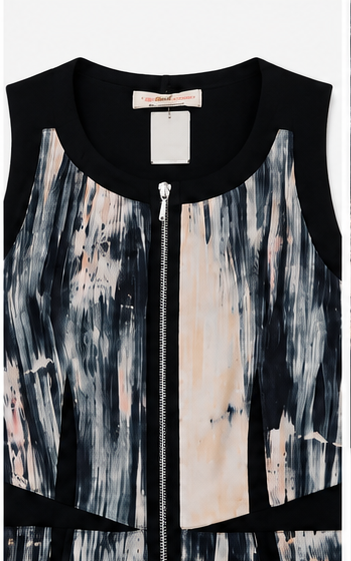 Vestido Estampado sin Mangas con Cierre Frontal