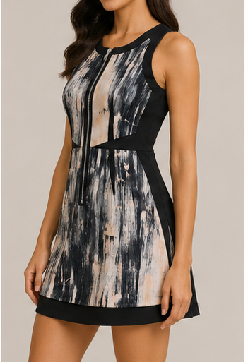 Vestido Estampado sin Mangas con Cierre Frontal
