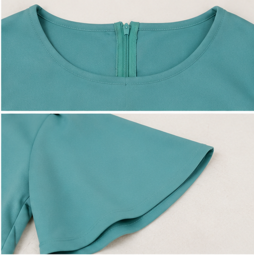 Vestido Midi Entallado con Mangas Acampanadas