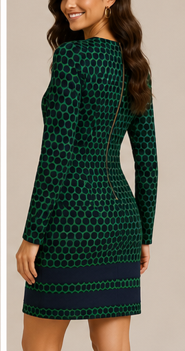 Vestido de Manga Larga con Estampado Geométrico
