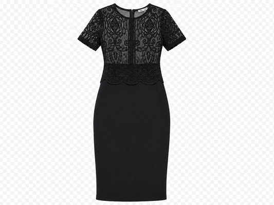 Vestido Midi con Encaje Elegante – Color Negro