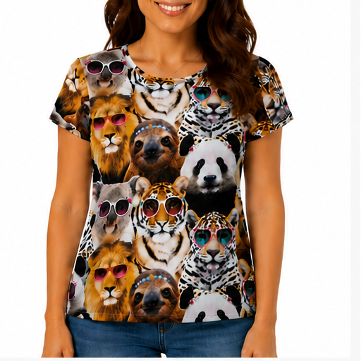 Blusa Estampada de Animales – Manga Corta