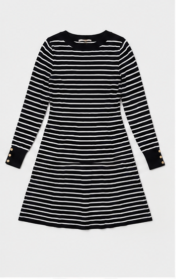 Vestido de Manga Larga con Rayas Horizontales